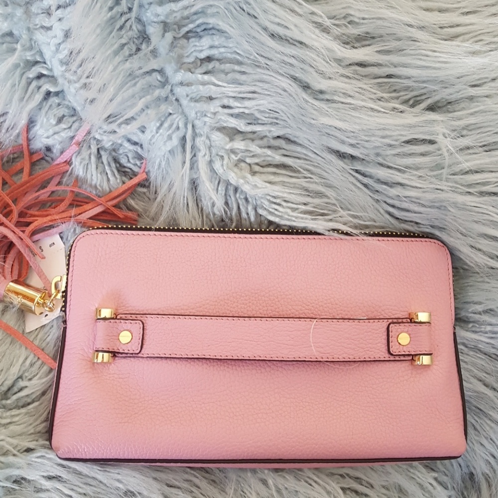 NWT Milly Astor pink clutch with band & tassel - Picture 1 of 7